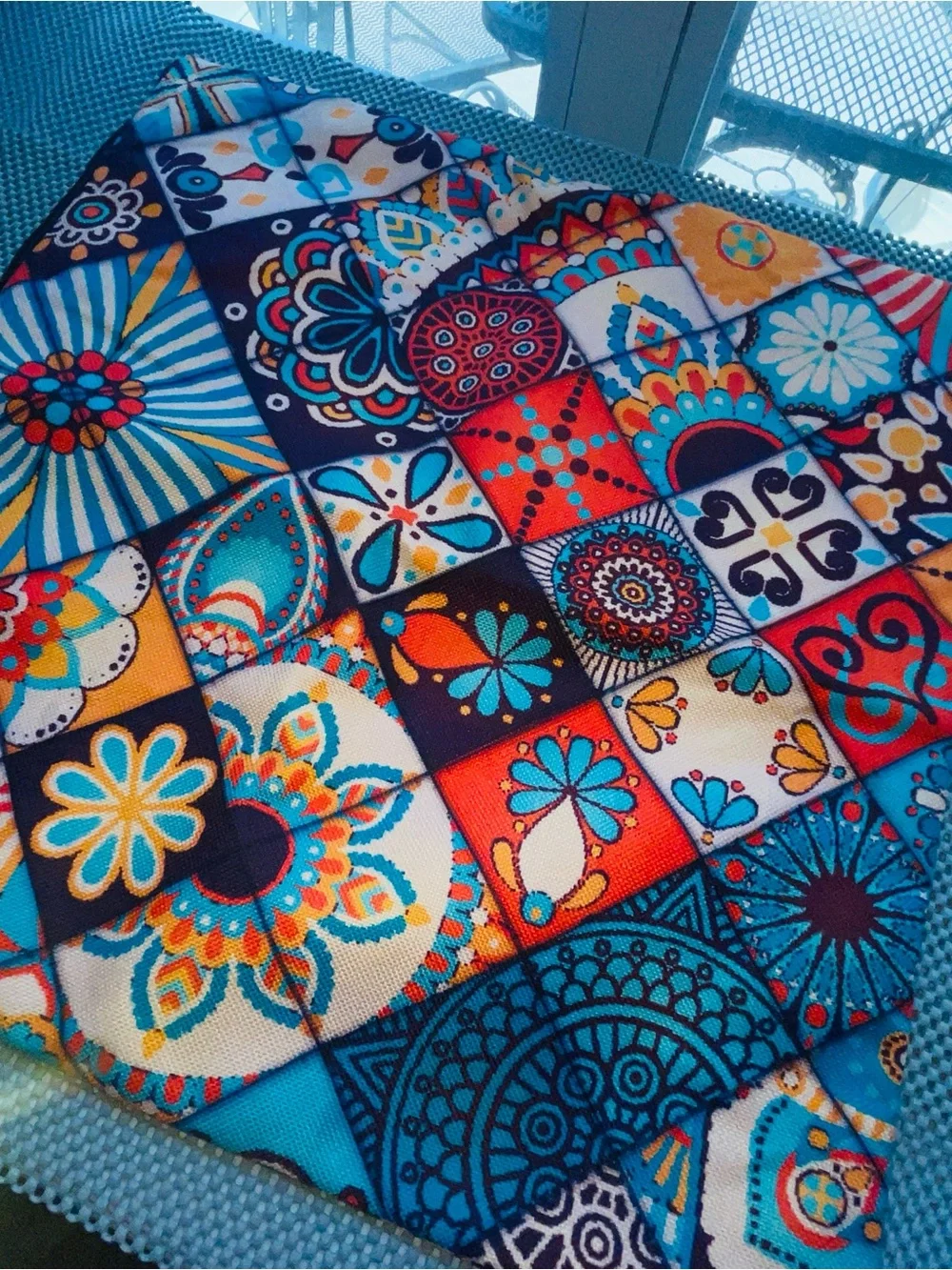 Colorful Mosaic Southwestern Boho Print Pillow Cover 20x20 NWOT